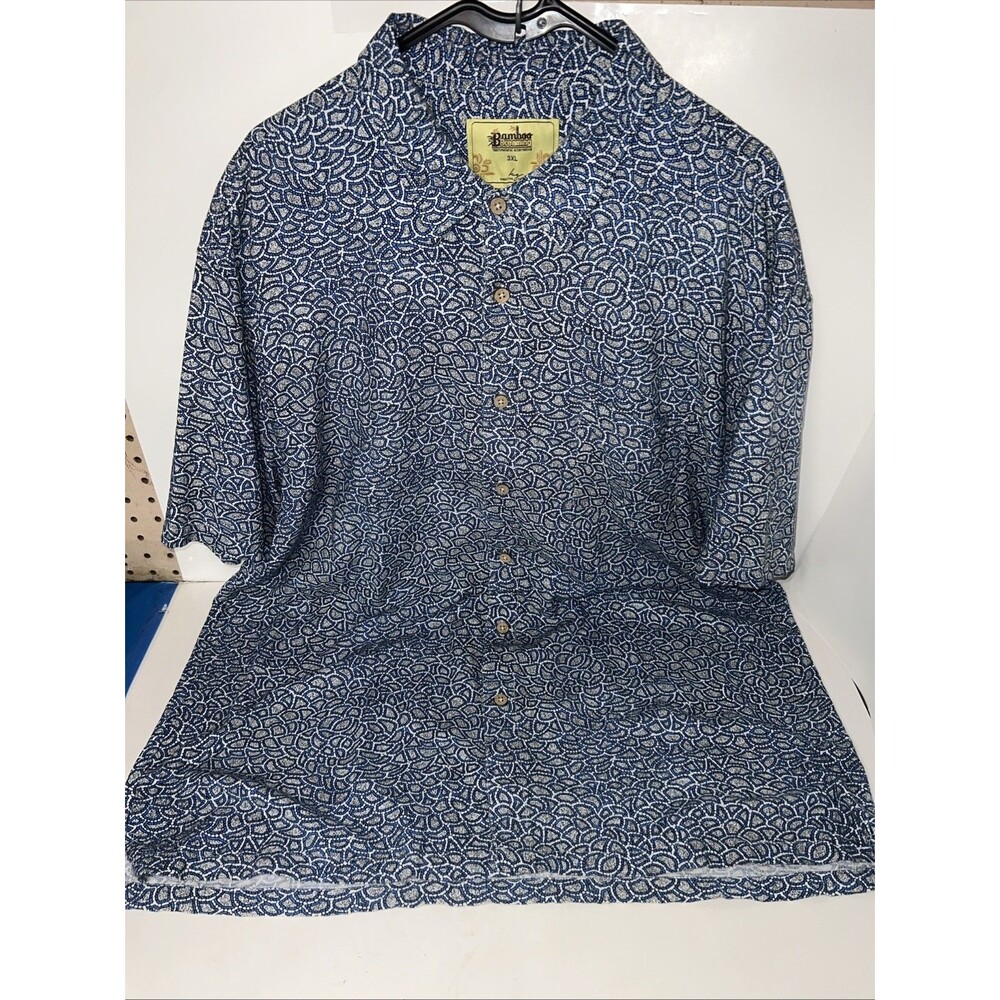 Bamboo Dreaming button-down shirt With Blue And White Pattern 3XL